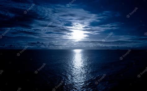 Premium Photo | Moonlight in ocean landscape