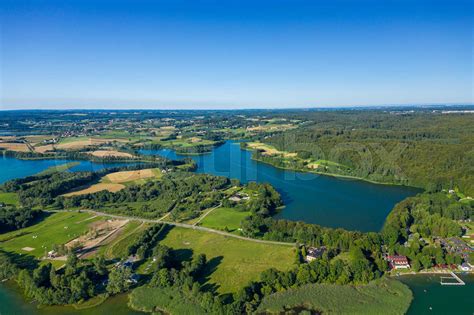 Aerial view of Kashubian Landscape Park. Kaszuby. Poland. Photo made by ...