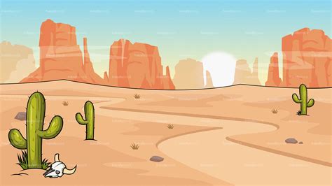 Wild West Desert Background Cartoon Clipart Vector - FriendlyStock