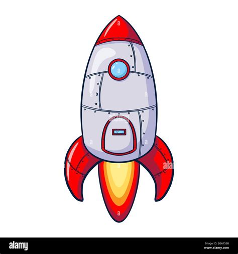 Cartoon Spaceship Illustration. Hand drawn rocket icon. Space ship ...