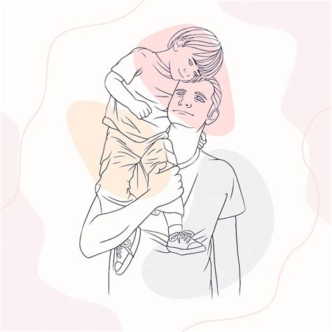 Premium Vector | Father hugging his son for fathers day in line art style q