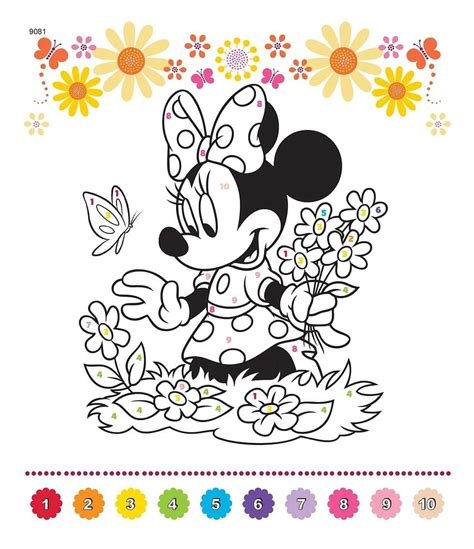 Minnie Mouse With Butterfly And Flower Color By Number - Download ...