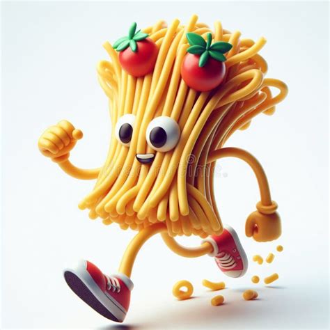 3D Funny Cartoon of Spaghetti Food. Healthy Food Tradition Stock ...