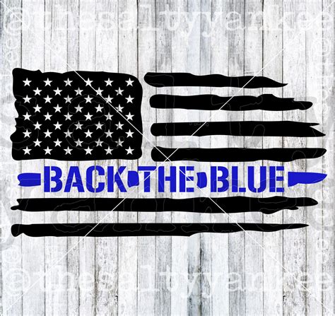 Back the Blue Distressed American Flag Tattered Stars and Stripes ...