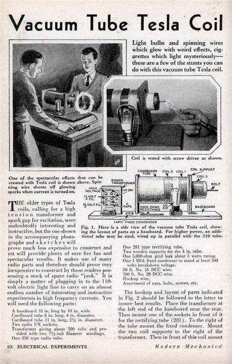 Vacuum Tube Tesla Coil Does Fascinating Stunts - How To Build It (Jan ...