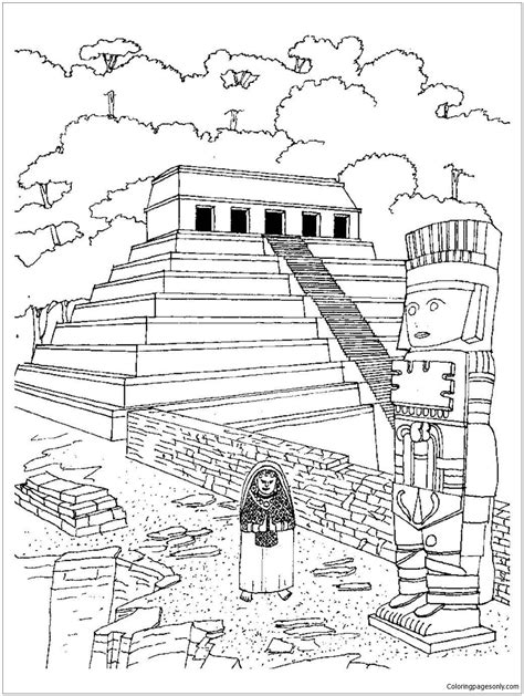 Aztec Temples Coloring Page - Free Coloring Pages Online