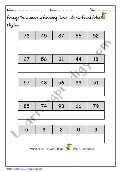 Maths Ascending Order - LearningProdigy