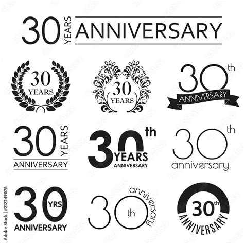 30 years anniversary icon set. 30th anniversary celebration logo ...