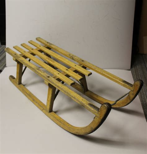 Bargain John's Antiques | Antique Wood Sled with Cast Iron runners ...