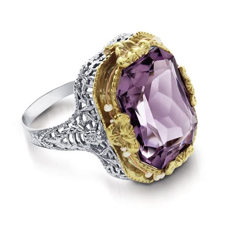 Vintage Amethyst Filigree Ring in 14K Gold