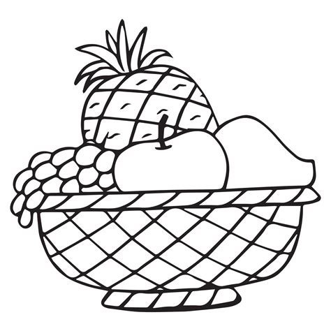 Basket Of Fruits Drawing For Kids