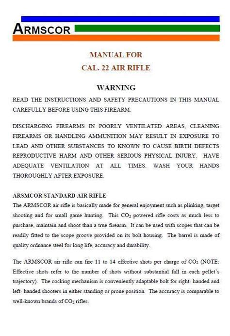 Armscor .22 Air Rifle Manual - Cornell Publications