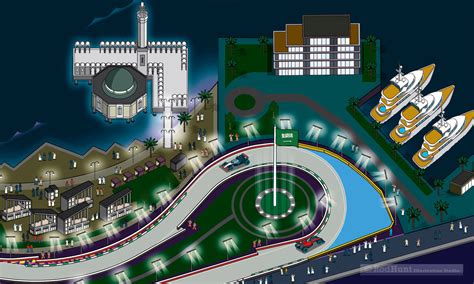 Rod Hunt Detailed Isometric Illustrations & Illustrated Maps - F1 Saudi ...