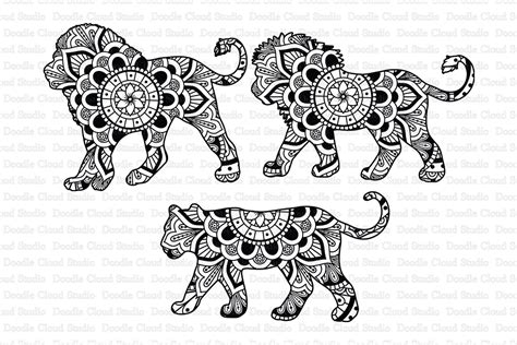 Lion Mandala SVG Cut Files, Lioness Mandala SVG.