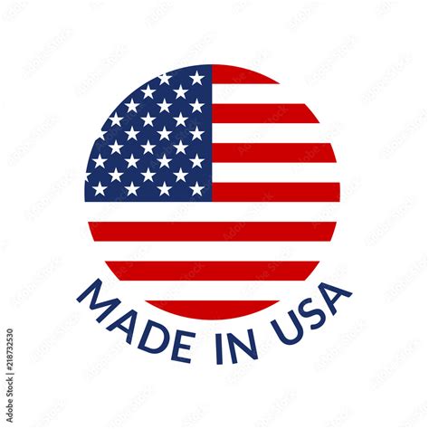 Made in USA logo or label. Circle US icon with American flag. Vector ...