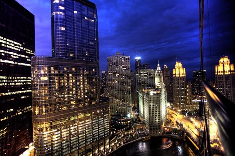 Chicago Skyline At Night From Hotel Free Stock Photo - Public Domain ...