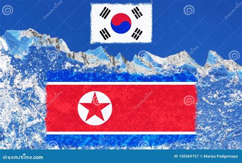 The Flags of Korean People Democratic Republic and Republic of Korea is ...