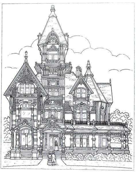 Victorian house printable coloring book page. The Carson mansion from ...