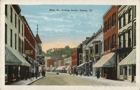 Main Street Looking South Galena, IL Postcard