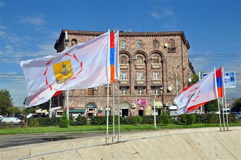 Flag of Armenia and Flag Yerevan City Editorial Image - Image of ...