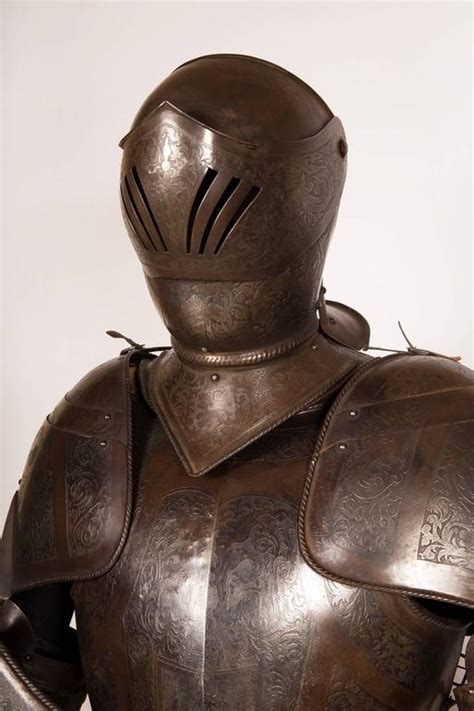 Lifesize Etched Iron Full Plate Suits of Armour with Shields, Pair ...