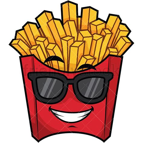 Chips With Sunglasses Emoji Cartoon Vector Clipart - FriendlyStock