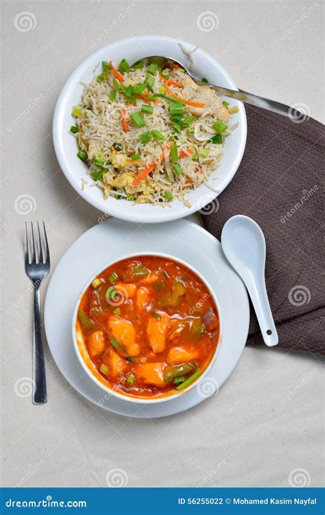 Fried Rice and Chicken Manchurian Stock Photo - Image of ramadan ...