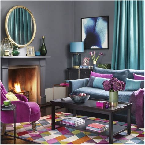 Jewel Tone Interior Living Room | Living room color schemes, Colourful ...