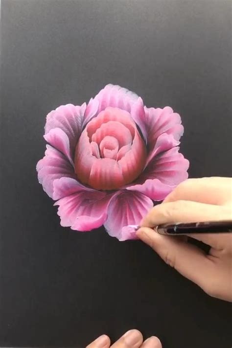 How to paint flowers with 3d effect [Video] | Pink flower painting ...