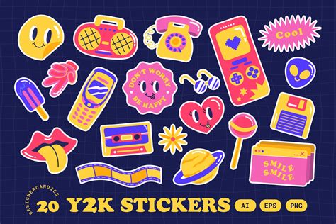 Y2K Stickers Illustration Set - Design Cuts