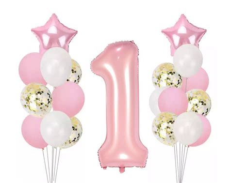 GIANT PINK Number 1 Balloons, Pink Party Balloons | Girl's 1st Birthday ...