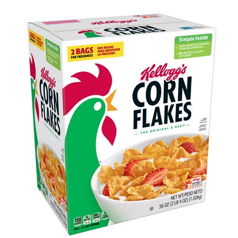 Kellogg's Corn Flakes, Breakfast Cereal, Original, 2 Ct, 36 Oz ...