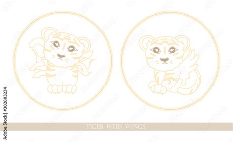 Tiger with wings. Mythological tiger cub. The national symbol of Korean ...