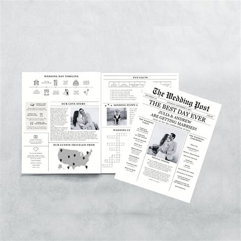 Newspaper Wedding Program Template, Editable Wedding Newspaper Program ...