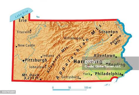 Physical Map Of Pennsylvania Photos and Premium High Res Pictures ...