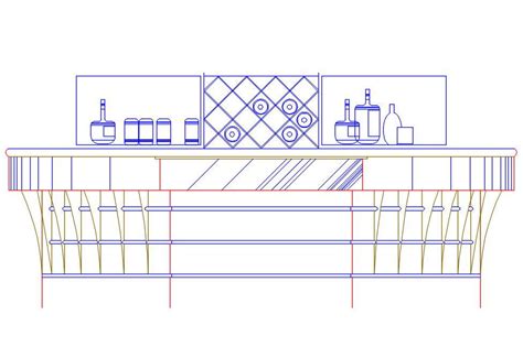 Bar Counter Table Front Elevation Elevation DWG File - Cadbull