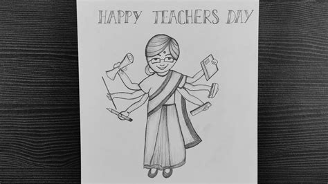 Happy Teacher's Day Drawing Easy // Teacher's Day Drawing Ideas // Step ...