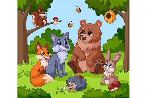 Cute Animal in Forest. Cartoon Animals, Graphic by ladadikart ...