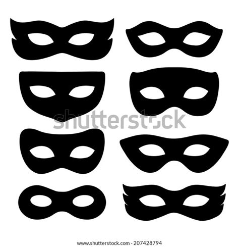 Festive Masks Silhouette Black On White Stock Vector (Royalty Free ...