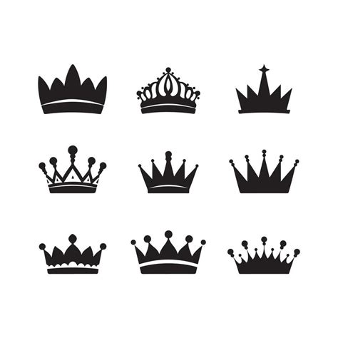 A black silhouette Crown set 35768365 Vector Art at Vecteezy