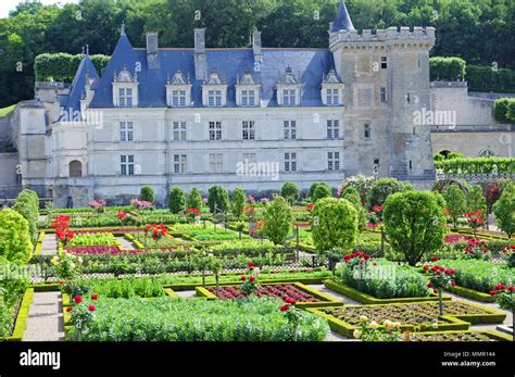 Chateau de Villandry and Gardens in the Loire Valley, France Stock ...