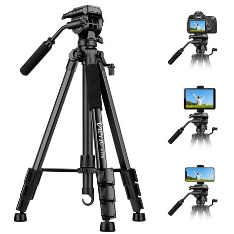 Tripod, 73 inch Tripod for Camera 15 lbs Loads with Fluid Head, 2 Quick ...