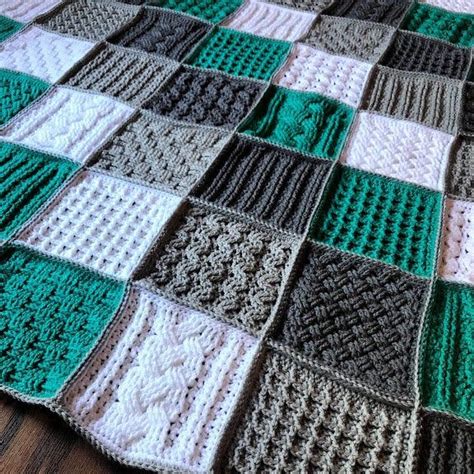 Crochet Blanket Pattern Square Sampler Crochet Blanket Crochet Cables ...