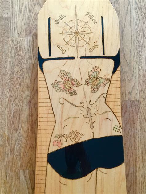 Longboard art by SterreBoards, deck art. wood burned longboard dancer # ...