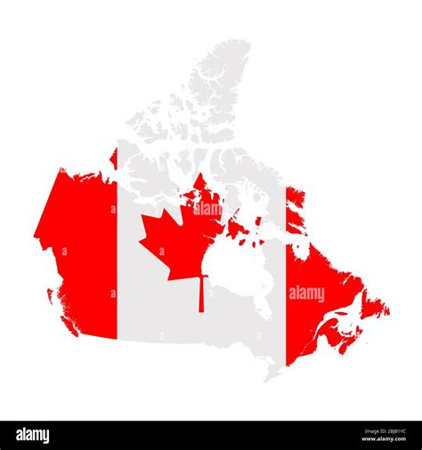 Canada flag map. Country outline with national flag Stock Photo - Alamy