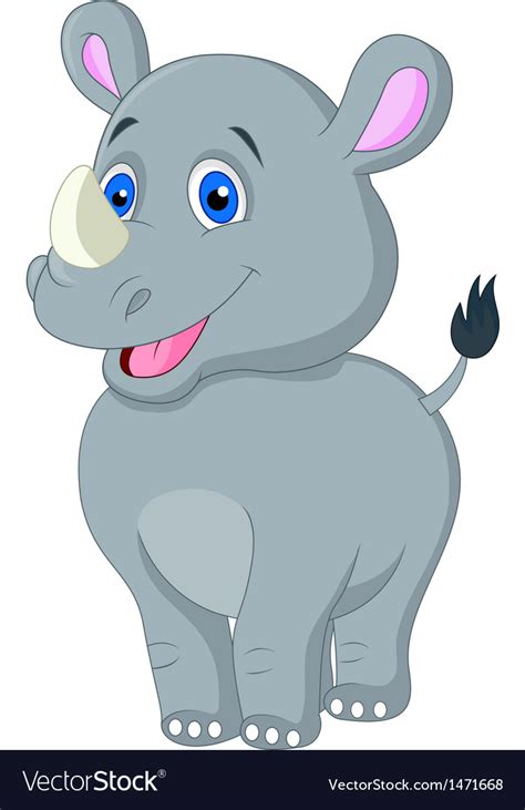 Cute baby rhino cartoon Royalty Free Vector Image