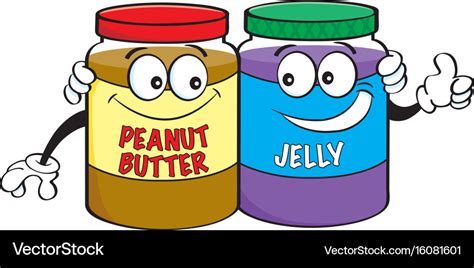 Cartoon peanut butter and jelly jars Royalty Free Vector