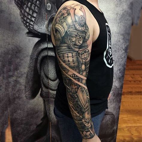 90 Japanese Samurai Mask Tattoo Designs for Men | Sleeve tattoos, Full ...