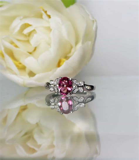 Pink Tourmaline Butterfly Ring Sterling Silver Solitaire Design