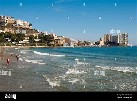 Cullera town beach, Mediterranean sea coast, Valencia, Spain, Europe ...